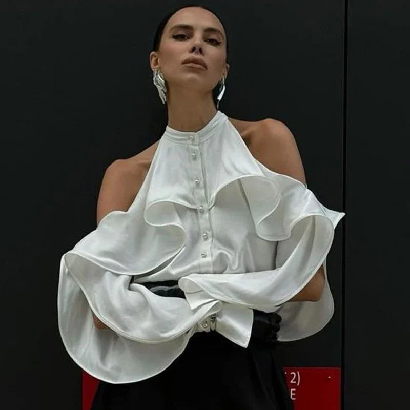 Glorol - Round Collar Off-Shoulder Top