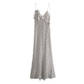 Glorol - Polka Dots V-Neck Backless Printed Maxi Dress