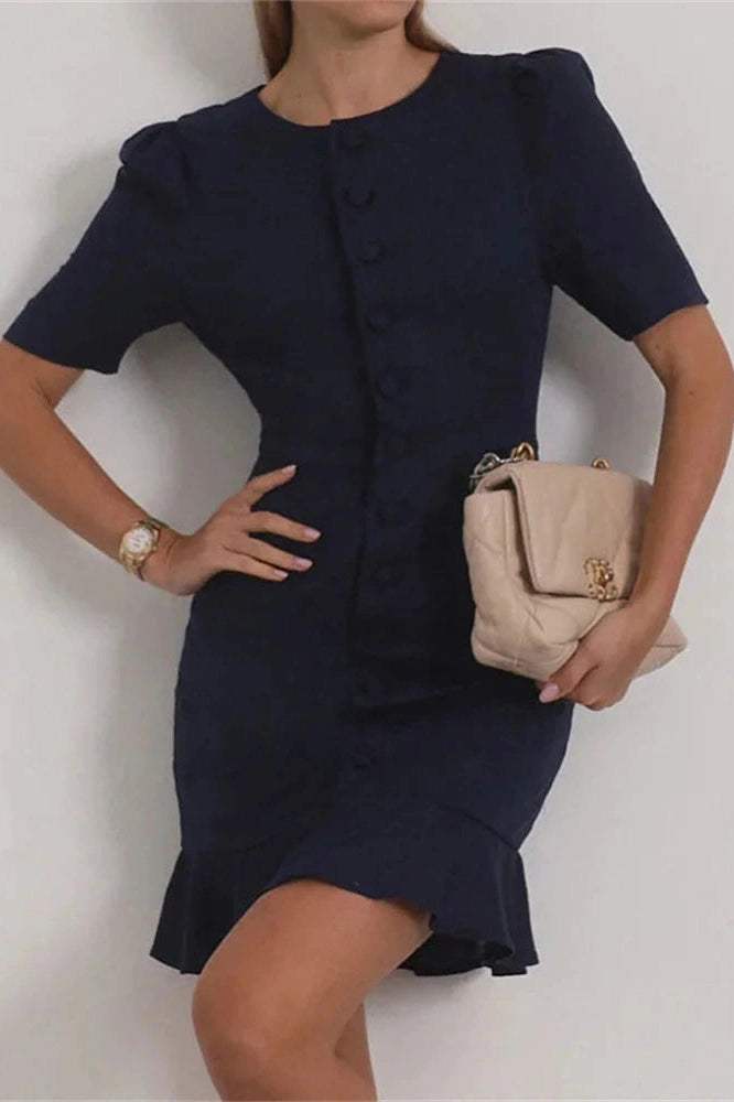 Glorol - Short Sleeve Patchwork Bodycon Mini Dress