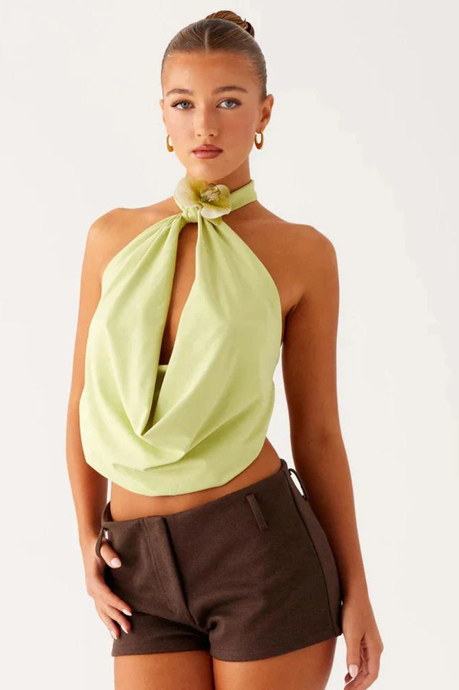 Glorol - Hollow Out Off-Shoulder Sleeveless Backless Top