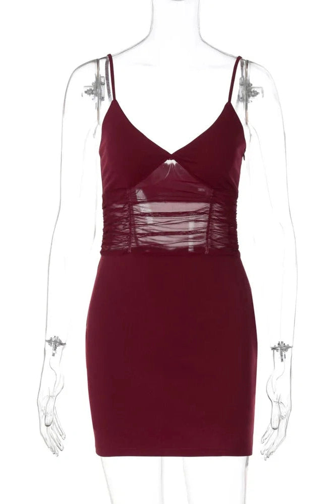 Glorol - Hollow Out Backless Spaghetti Strap Sleeveless Mini Dress