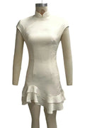 Glorol - Short Sleeve Patchwork Slim Printed Mini Dress