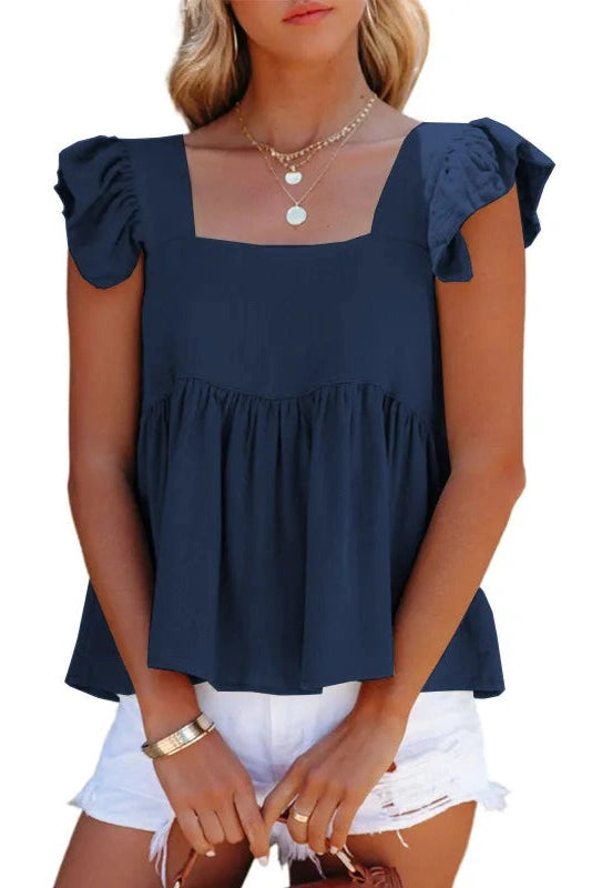 Glorol - Slim Square Neck Loose Sleeveless Top