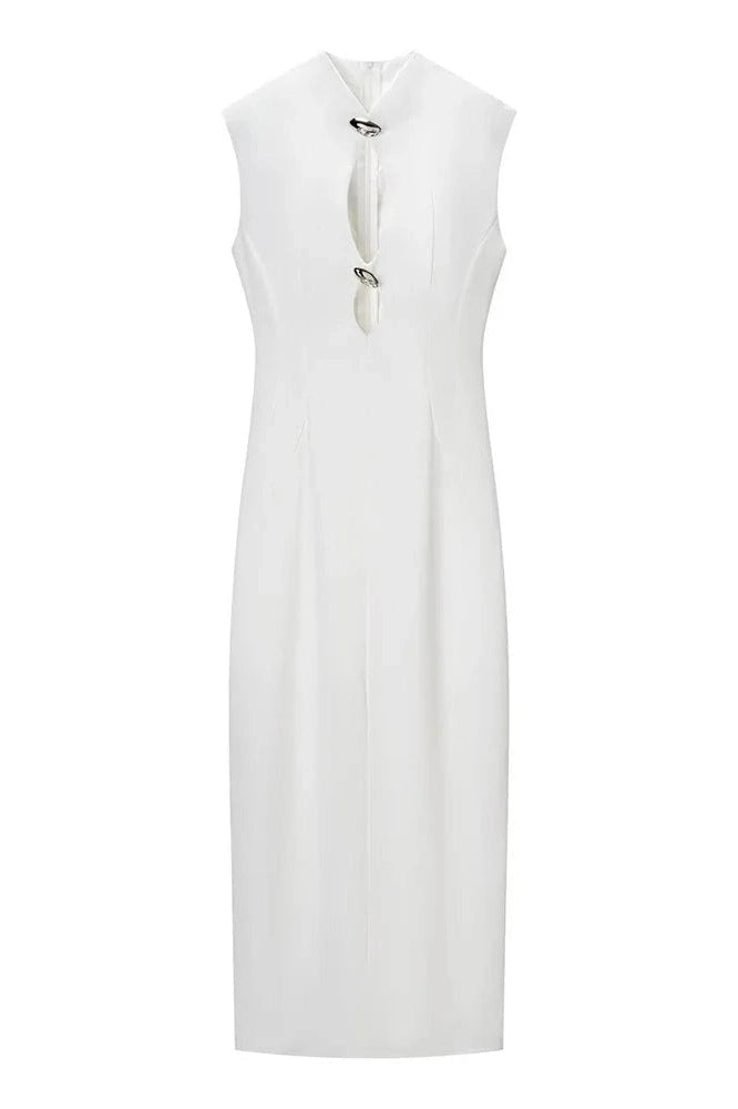Glorol - Hollow Out High Waist Sleeveless Maxi Dress