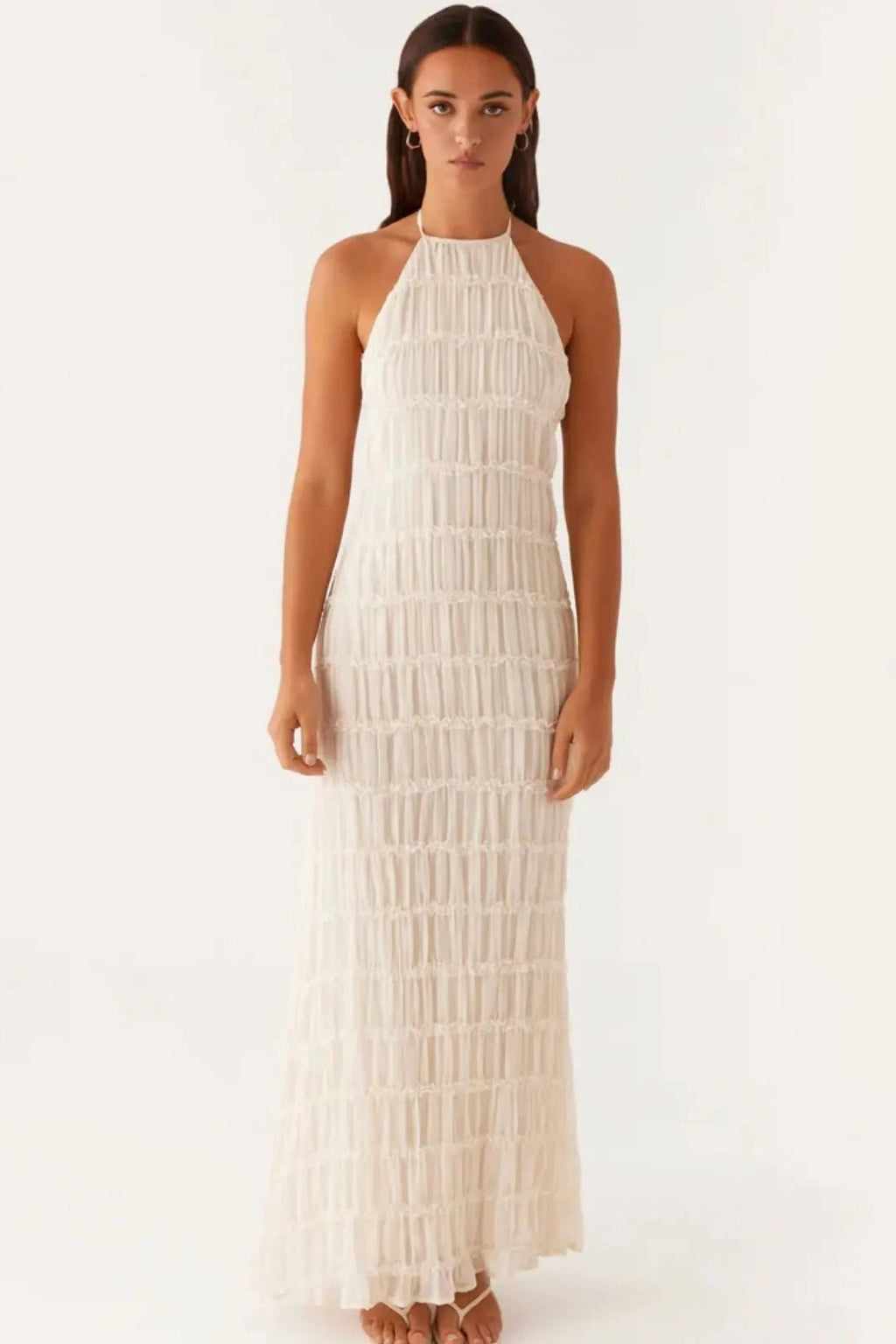 Glorol - Elegant Backless Lace Up Loose Maxi Dress