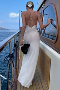 Glorol - Deep V-Neck Sleeveless Backless Maxi Dress