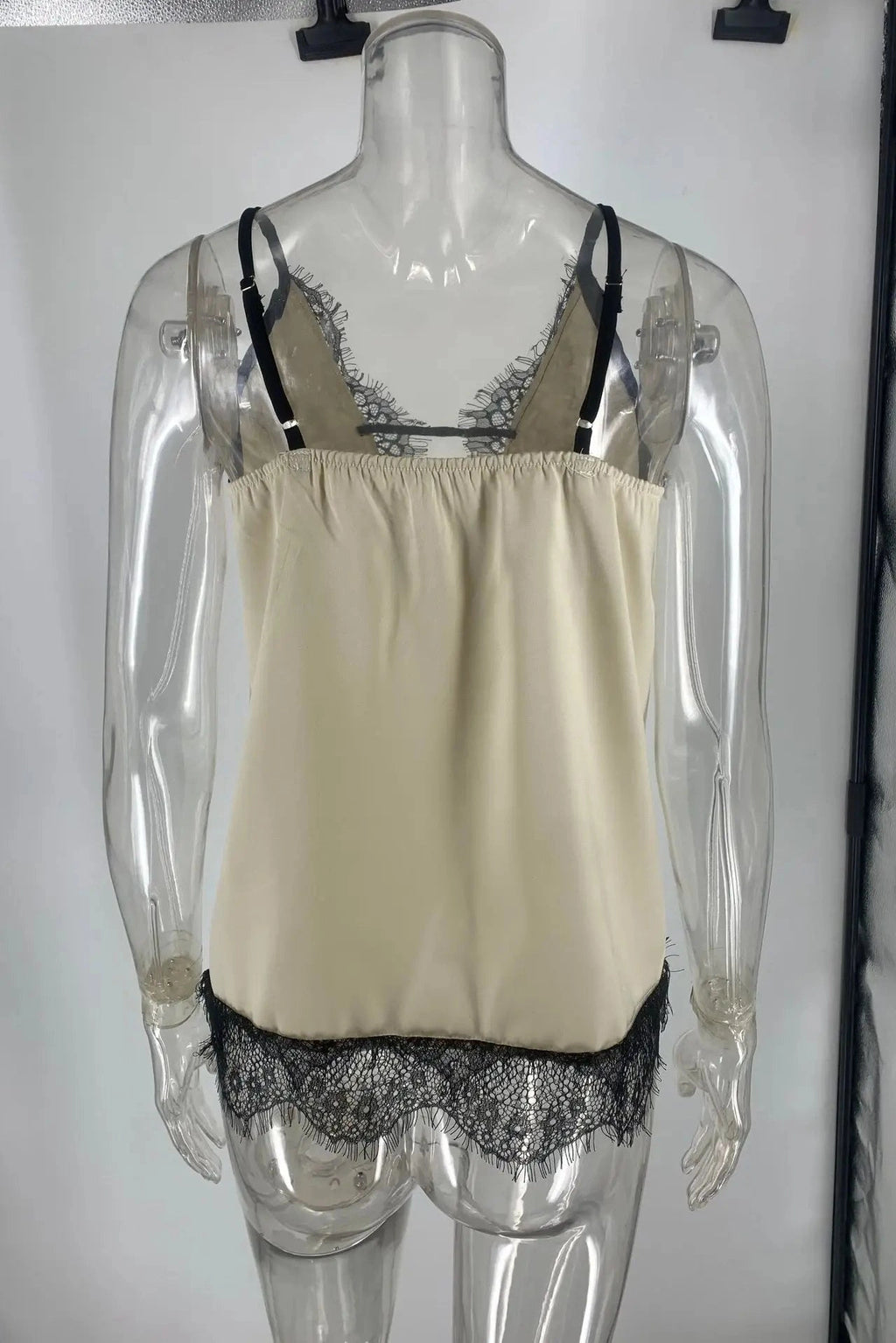 Glorol - Lace Deep V-Neck Spaghetti Strap Top