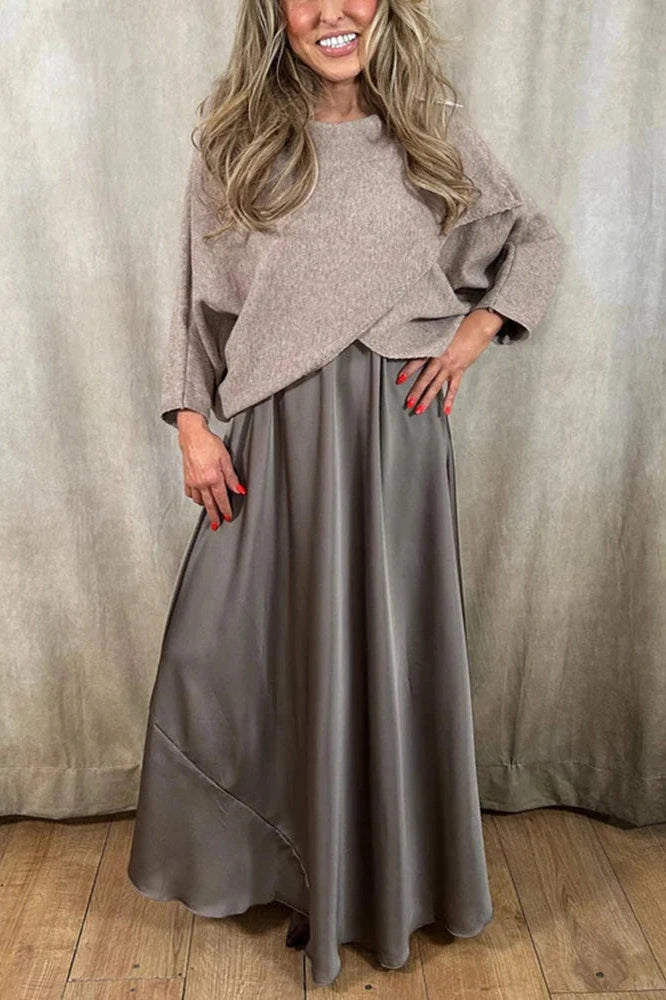 Glorol - Elegant O-Neck Knitted Maxi Dress