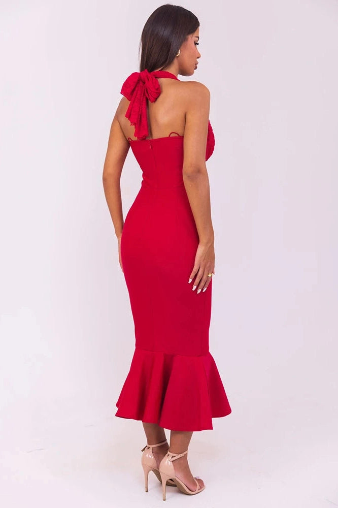 Glorol - Sleeveless Deep V Neck Backless Bodycon Maxi Dress