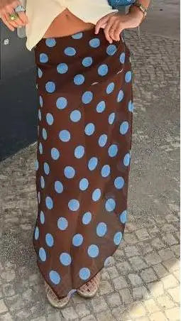Glorol - Elegant Dot Print A-Line Skirt