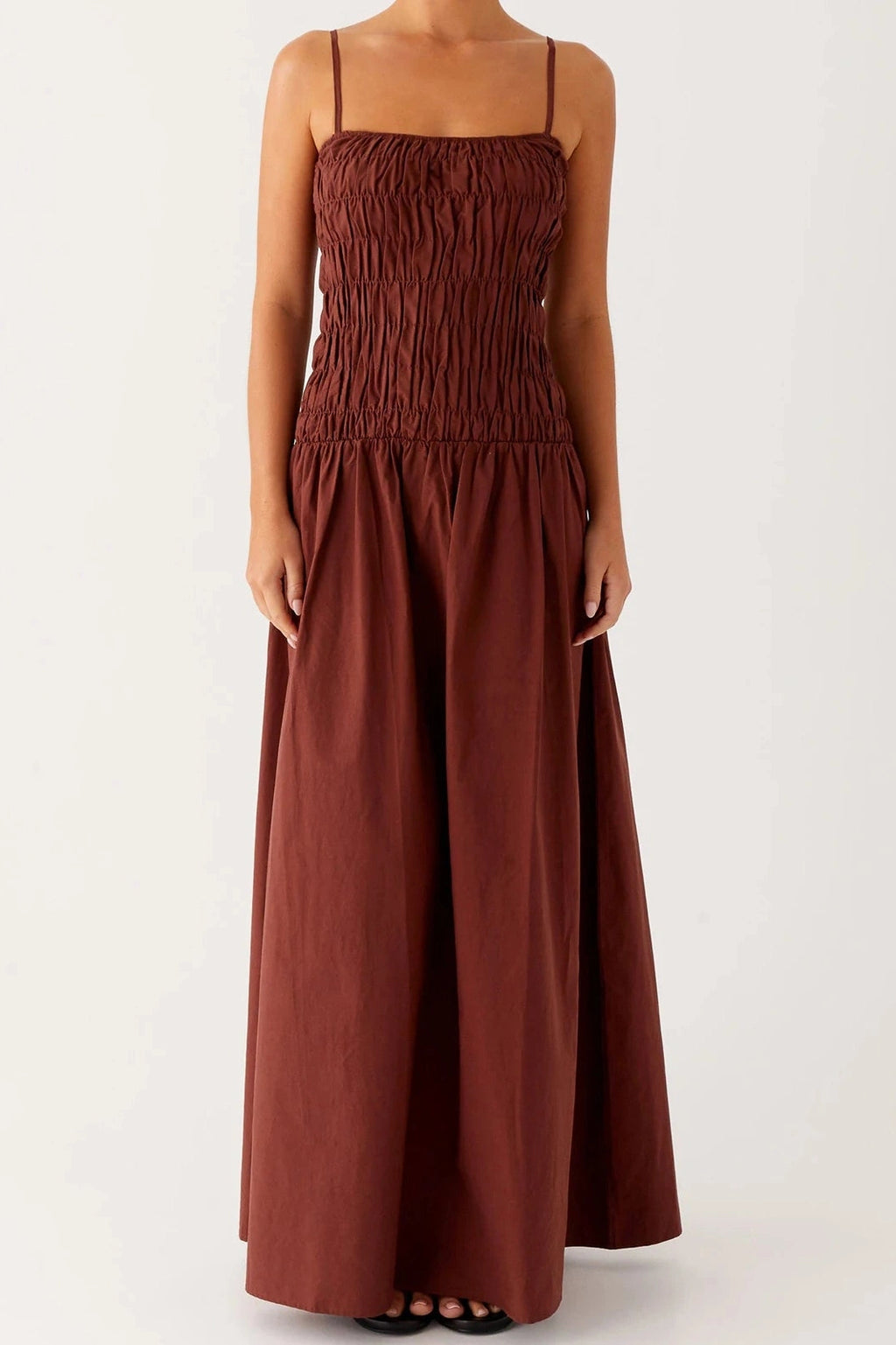 Glorol - Sleeveless Spaghetti Strap Maxi Dress
