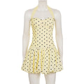 Glorol - Polka Dot High Waist Slim Sleeveless Mini Dress