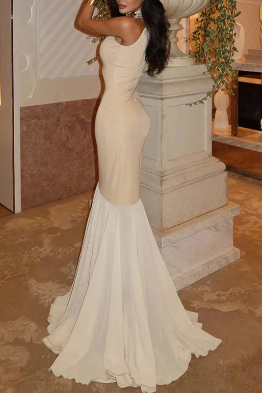 Glorol - O-Neck Sleeveless Pleated High Waist Maxi Dress