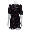 Glorol - Printed Pleated Short Sleeve Slim Mini Dress