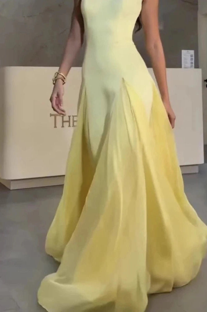 Glorol - Elegant Backless High Waist Pleated Sleeveless Maxi Dress