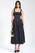 Glorol - Elegant Square Collar Sleeveless Backless Midi Dress