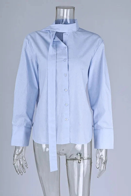Glorol - Lace-Up Long Sleeve High Waist Top