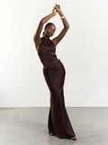 Glorol - Loose High Waist Silk Fishtail Skirt