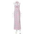Glorol - Printed Sleeveless Backless Slit Maxi Dress