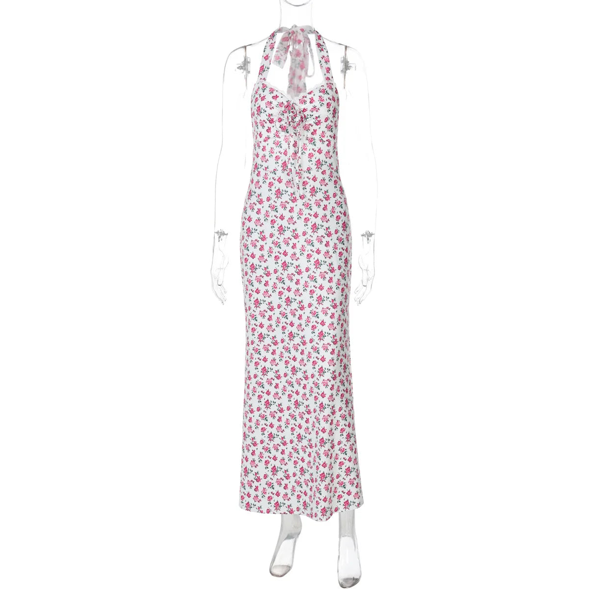 Glorol - Printed Sleeveless Backless Slit Maxi Dress