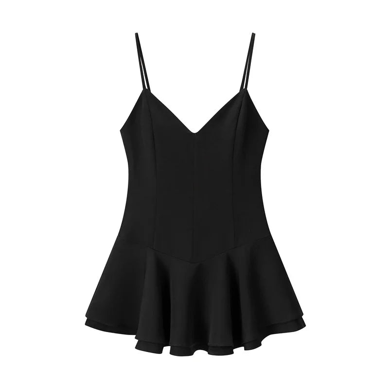 Glorol - Elegant Polka Dot Patchwork High Waist Mini Dress