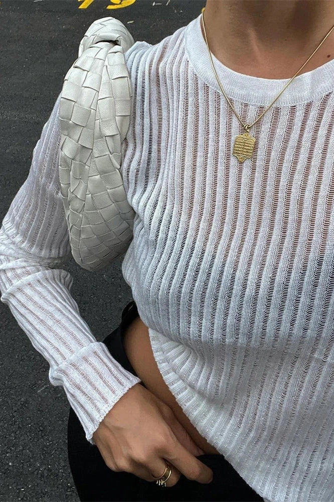 Glorol - See-Through Slim Long Sleeve Top