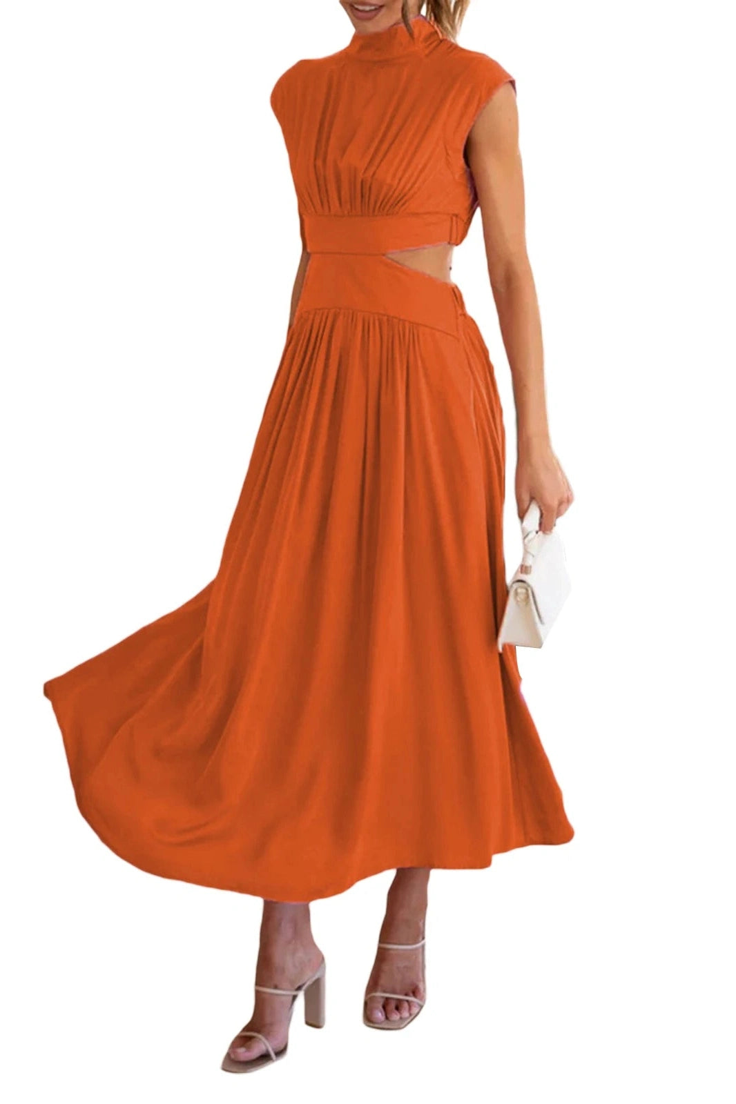 Glorol - Hollow-Out Sleeveless Loose Maxi Dress