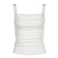 Glorol - Slim Backless Square Collar Pleated Sleeveless Top