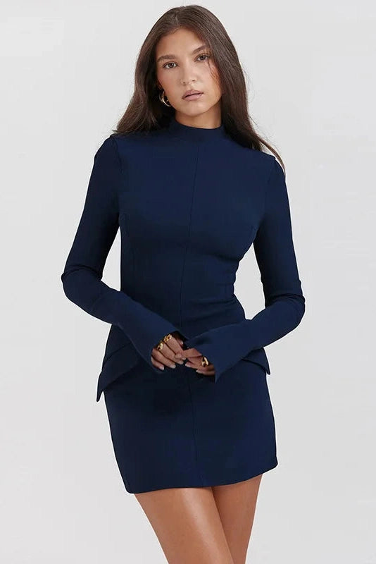 Glorol - Elegant Long Sleeve Bodycon Mini Dress