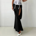 Glorol - High Waist Hollow Out Patchwork See-Through Skirt
