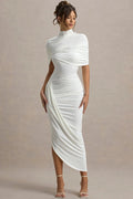 Glorol - Half Sleeve Backless Turtleneck Slim High Waist Midi Dress