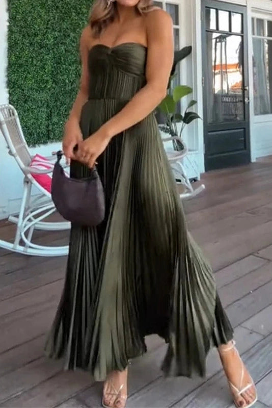 Glorol - Elegant High Waist Sleeveless Backless Maxi Dress