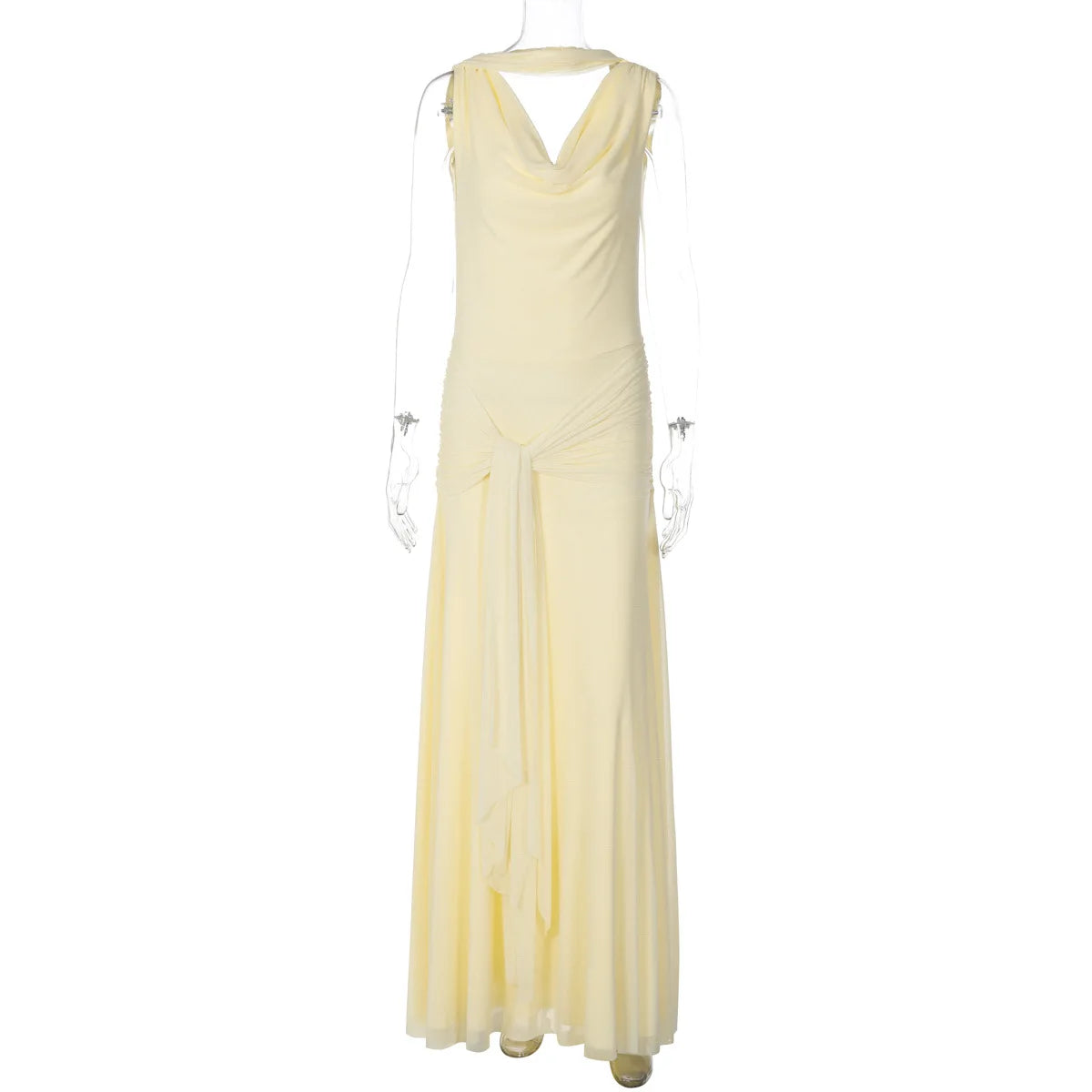 Glorol - Backless Bodycon Lace Up Sleeveless Maxi Dress