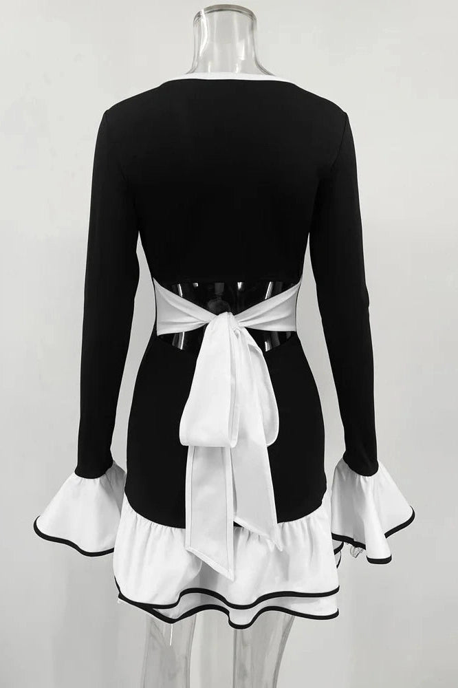 Glorol - Elegant Backless Slim High Waist Mini Dress