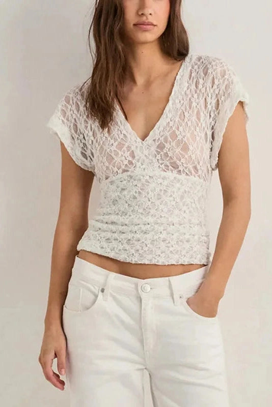Glorol - Backless See-Through Sleeveless High Waist Top
