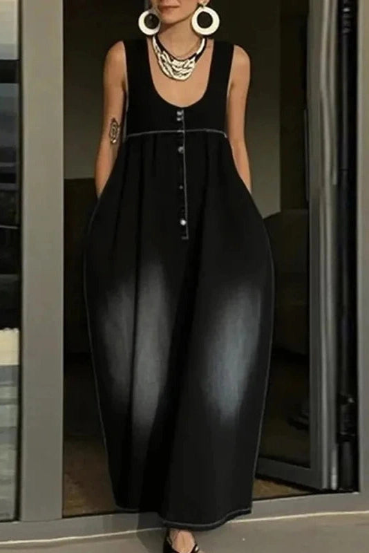 Glorol - Backless U-Collar Sleeveless Loose Maxi Dress