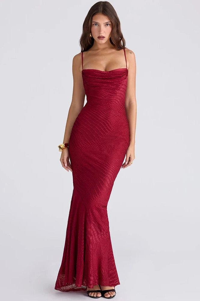 Glorol - Spaghetti Strap Backless Zipper Sleeveless Maxi Dress