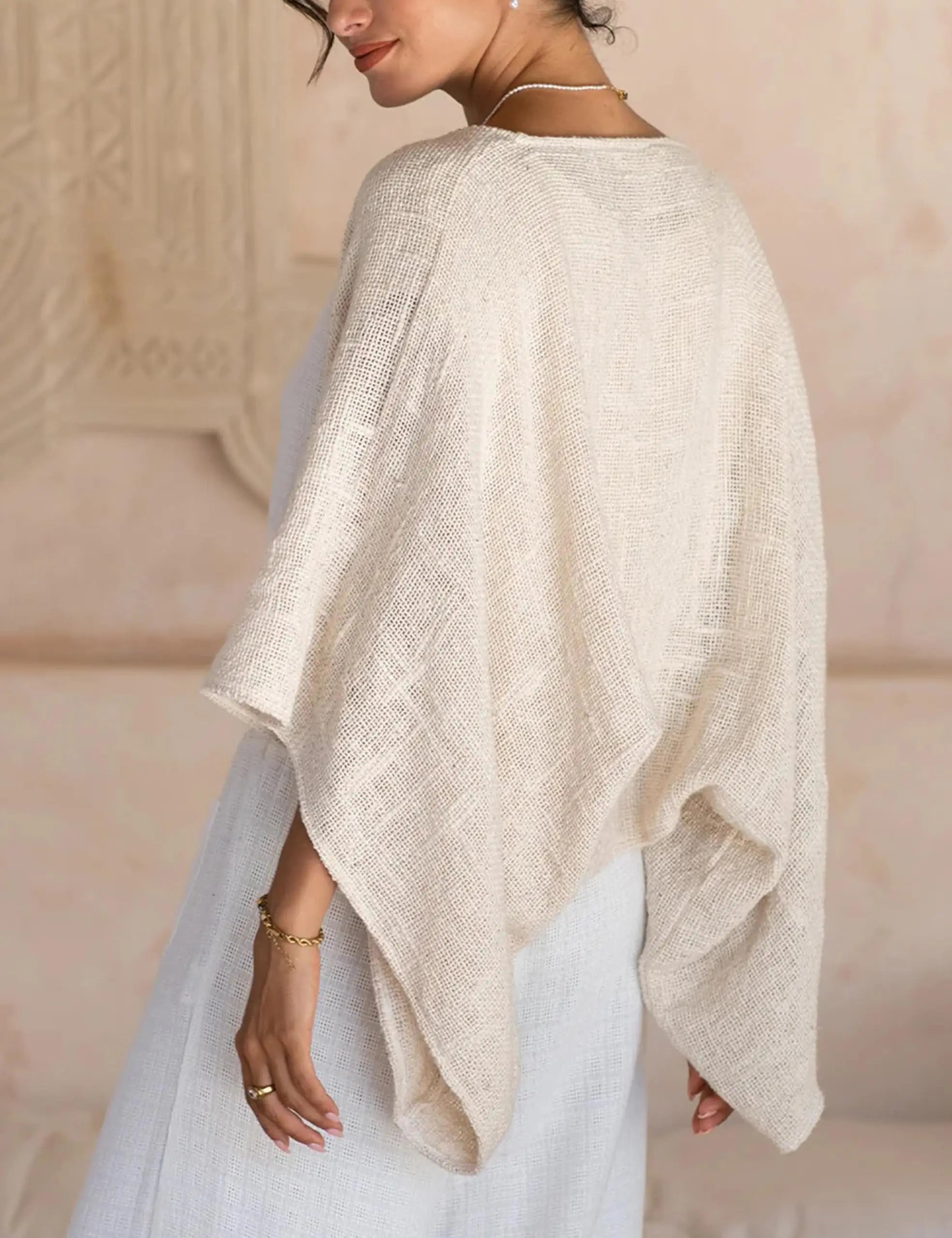 Glorol - Elegant Shawl Knit Loose Top