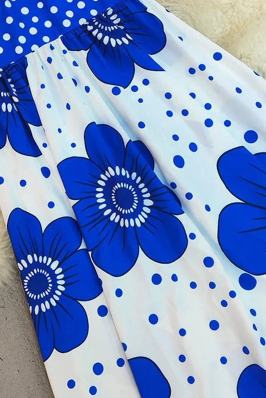 Glorol - Sleeveless Pleated Printed Loose Midi Dress
