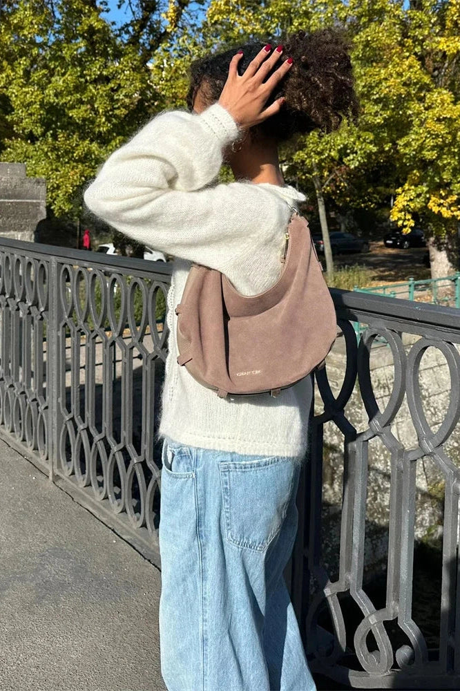 Glorol - Hollow Out Printed Loose Long Sleeve Patchwork Top