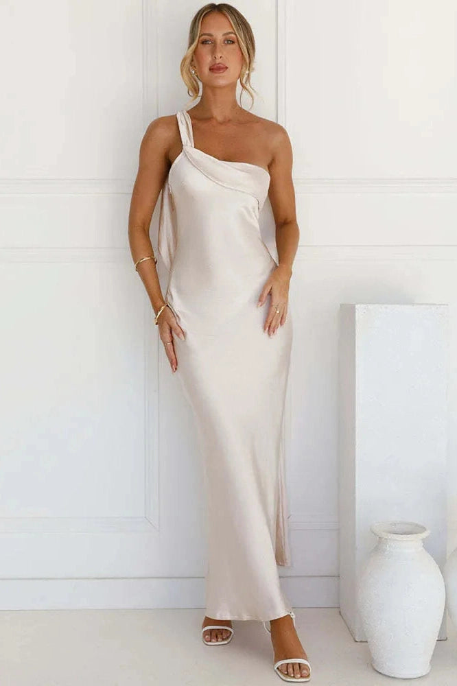 Glorol - One Shoulder Backless Sleeveless High Split Maxi Dress