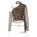 Glorol - Printed One-Shoulder Long-Sleeve Slim Top