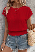Glorol - Hollow Short-Sleeved O-Neck Top