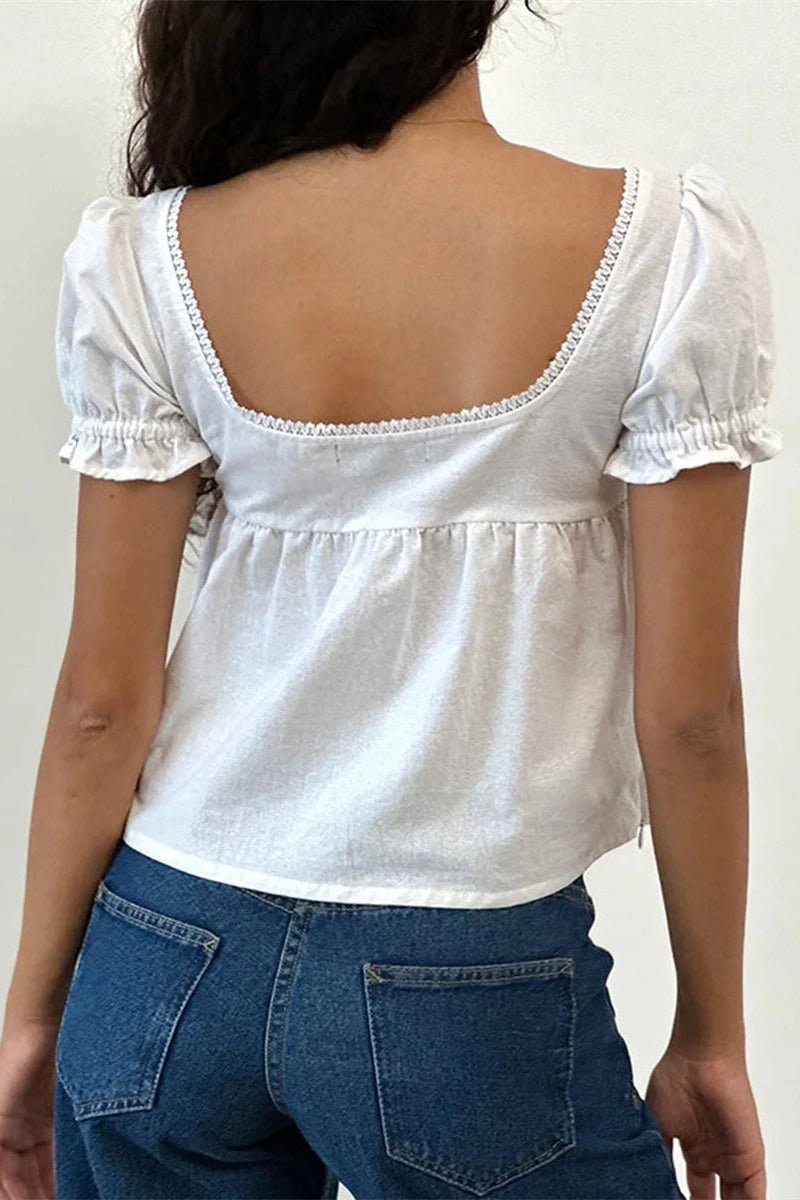 Glorol - Short Sleeve Square Neck Top