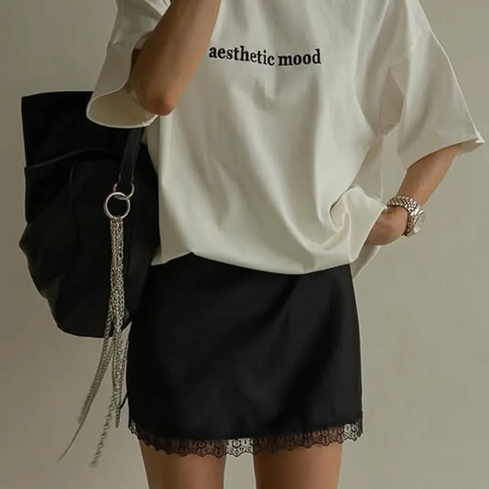 Glorol - High Waist Loose Lace Skirt