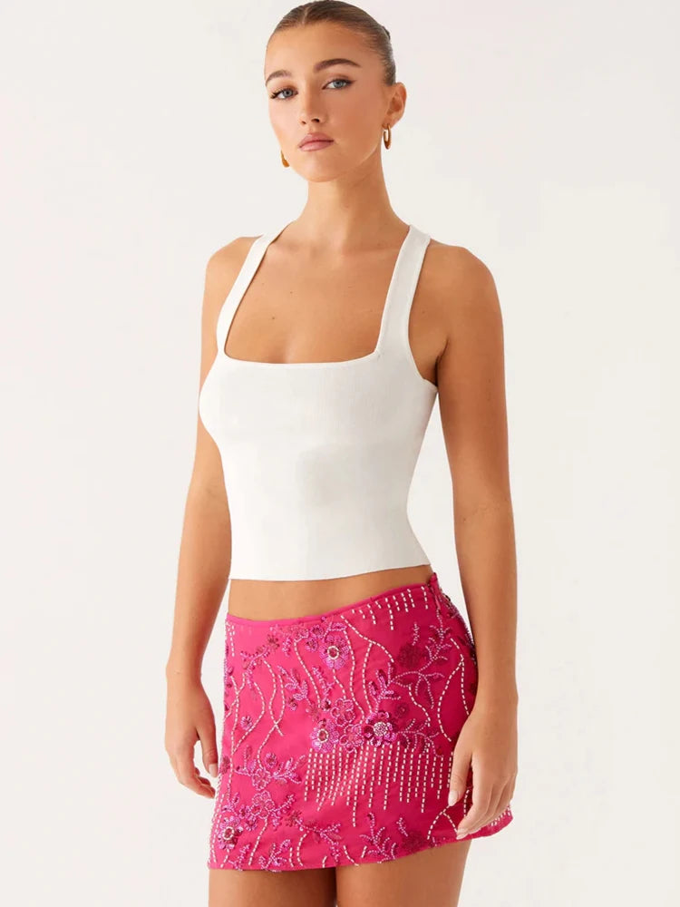 Glorol - Low Waist Sparkle Elegant Skirt