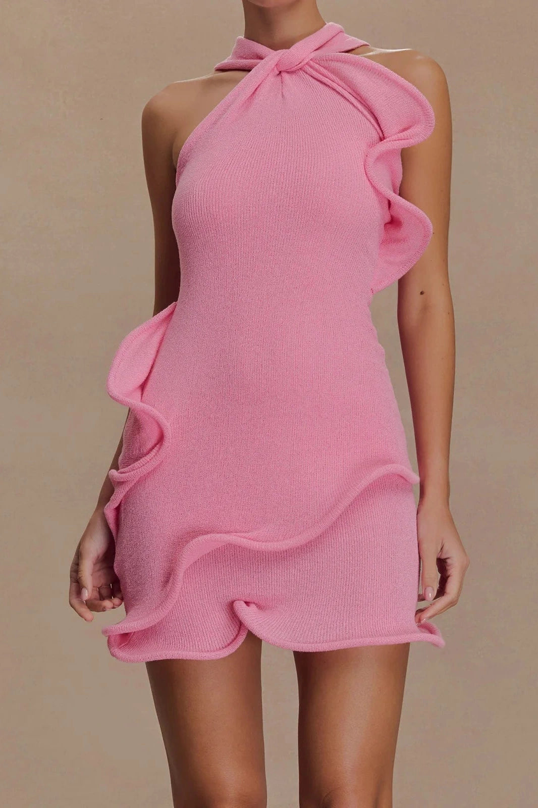 Glorol - Elegant Knitted Sleeveless Mini Dress