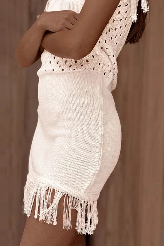 Glorol - Elegant O Neck Slim Sleeveless Knit Waisted Mini Dress
