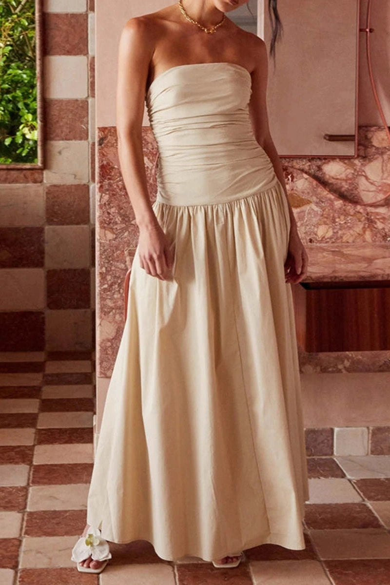 Glorol - Backless Sleeveless Strapless Maxi Dress