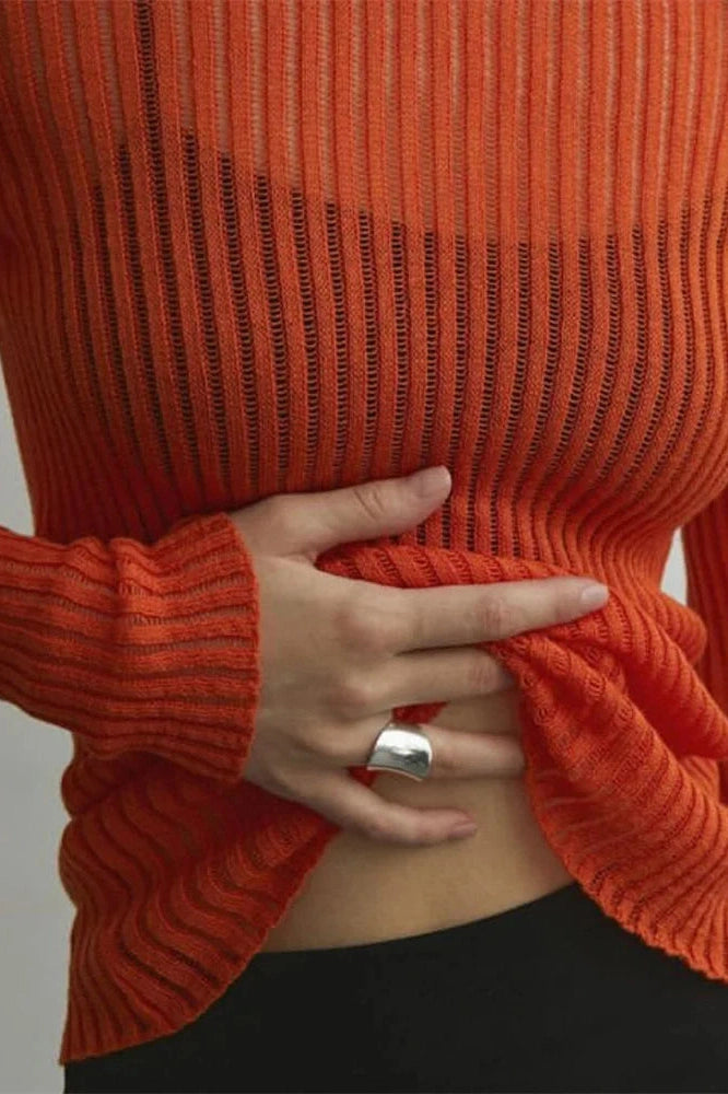 Glorol - See-Through Slim Long Sleeve Top